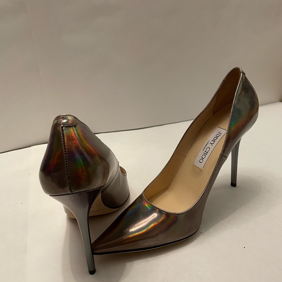 Jimmy Choo Pearl Gold Leather 4” Heel Pumps Size 38.5 NWOT - Picture 2 of 6